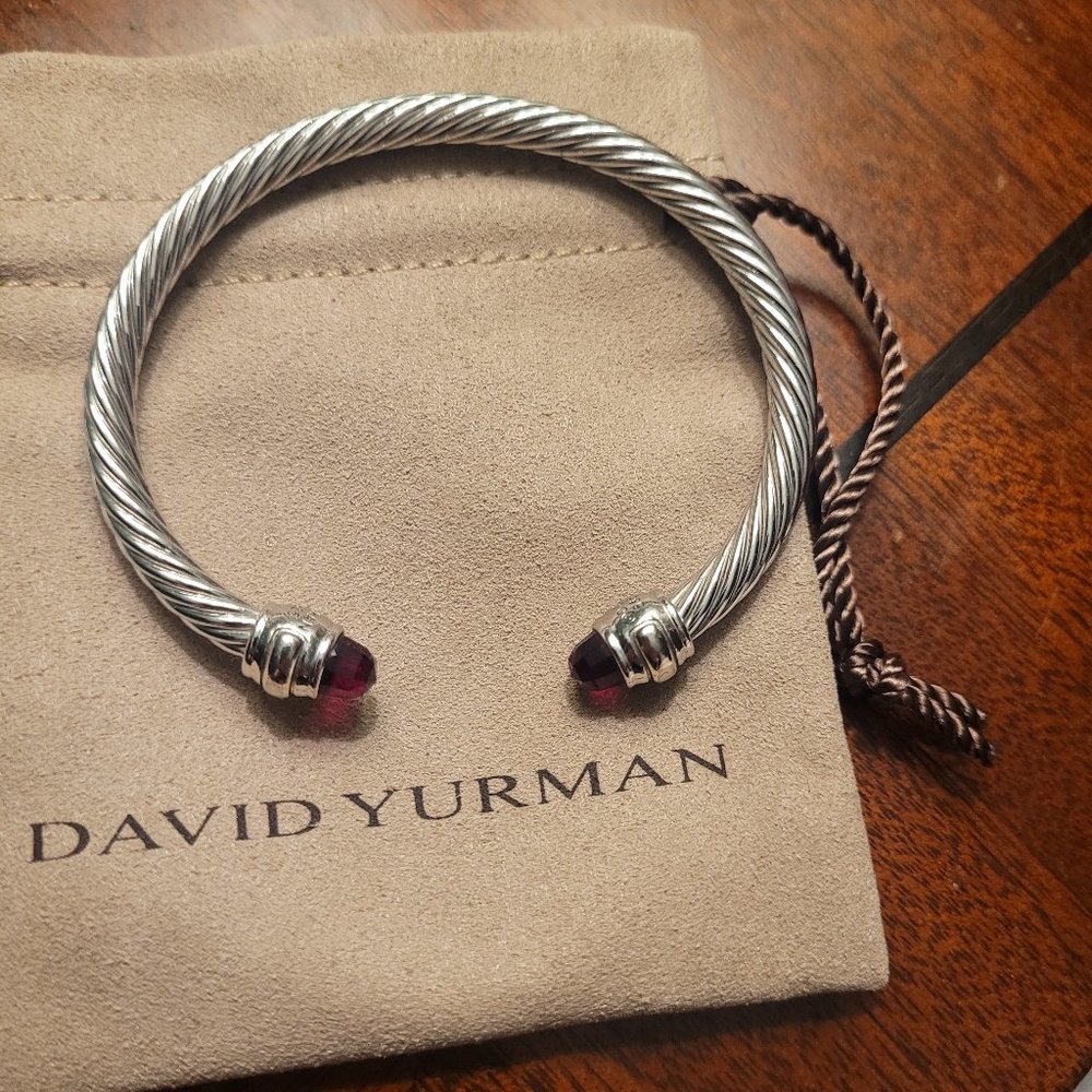 David Yurman 5 mm garnet cable bangle bracelet